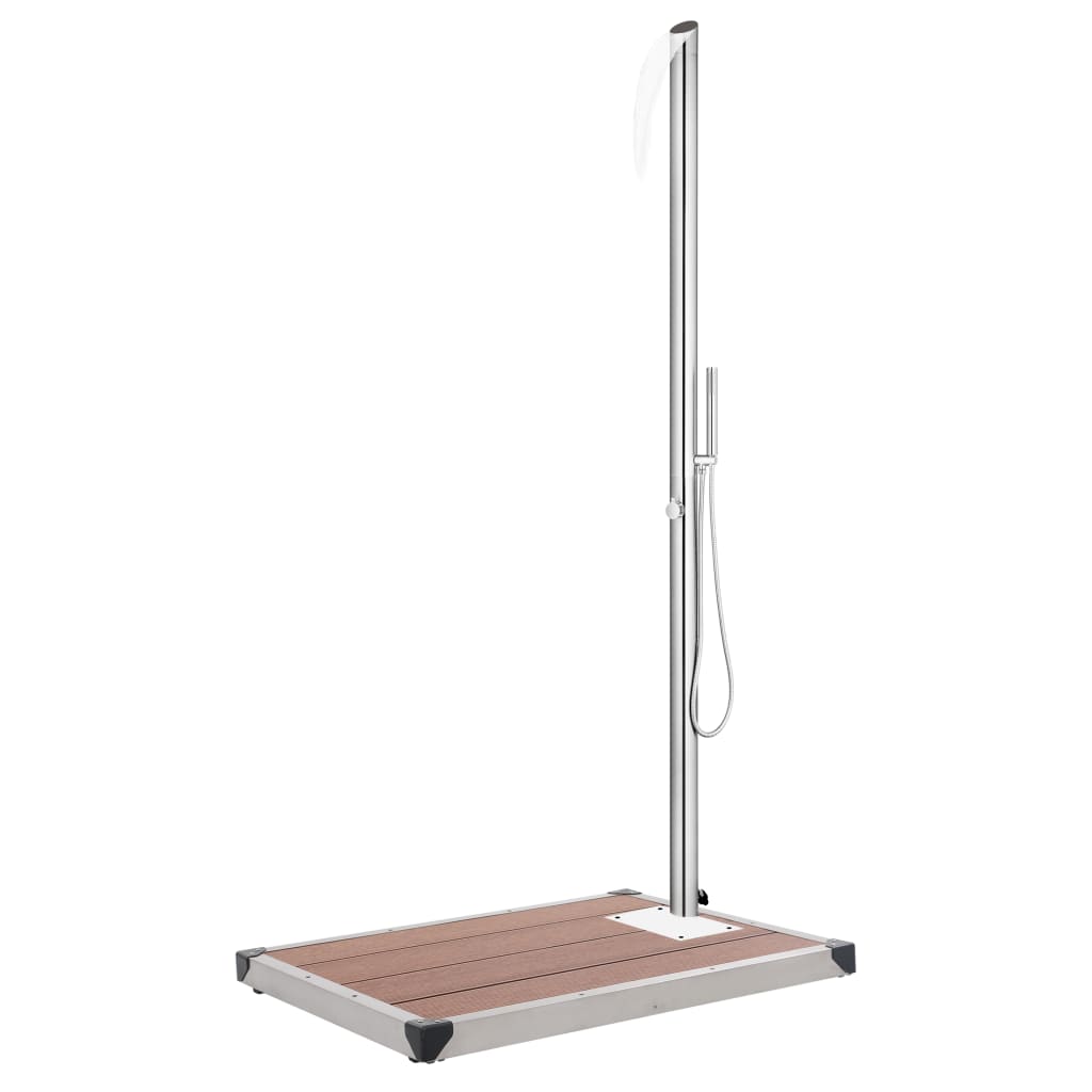 Vidaxx udendørs bruser med brun bund 225 cm rustfrit stål