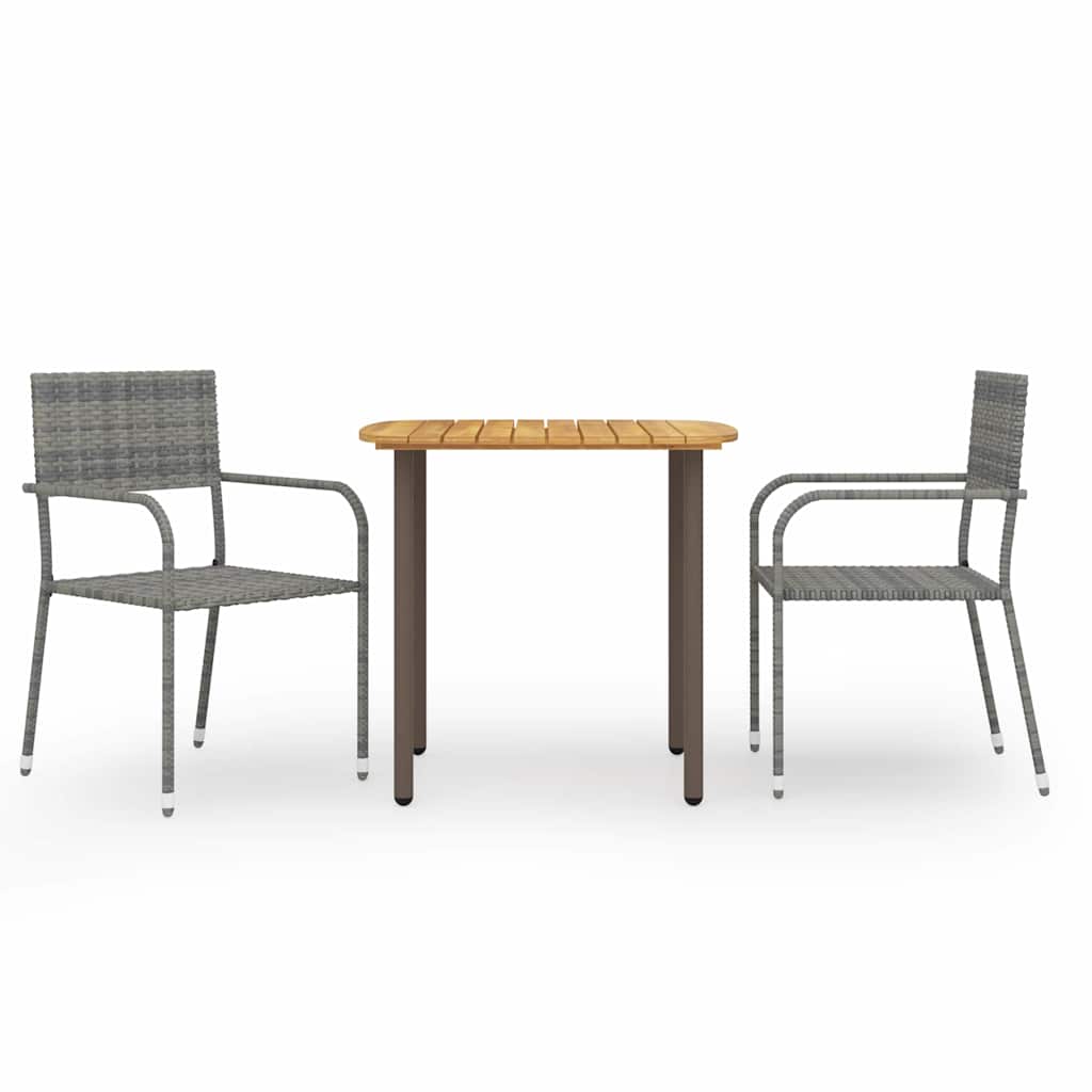Vidaxl 3-delige tuinset poly rattan grijs