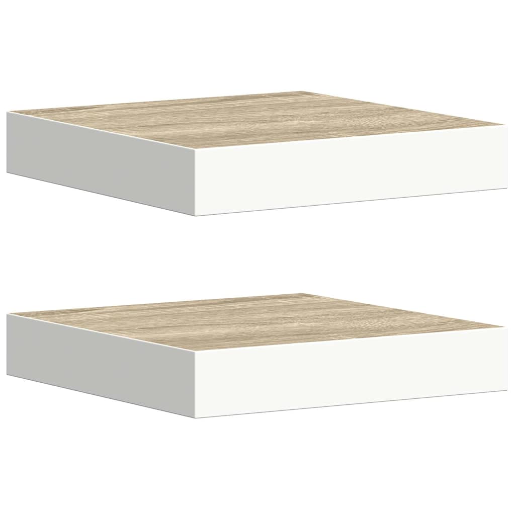 Vidaxl wandschappen zwevend 2 st 23x23,5x3,8 cm mdf eikenkleurig wit