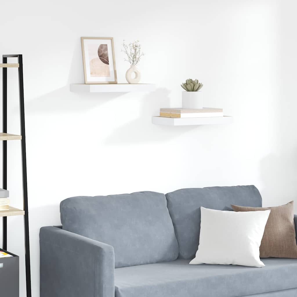 Vidaxl wandschappen zwevend 2 st 50x23x3,8 cm mdf eikenkleurig en wit