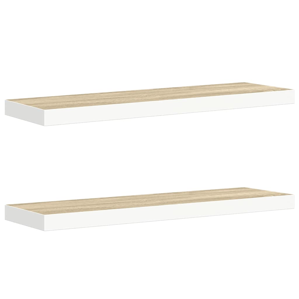 Vidaxl wandschappen zwevend 2 st 90x23,5x3,8 cm mdf eikenkleurig wit