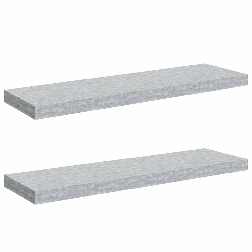 Vidaxl wandschappen zwevend 2 st 80x23,5x3,8 cm mdf betongrijs