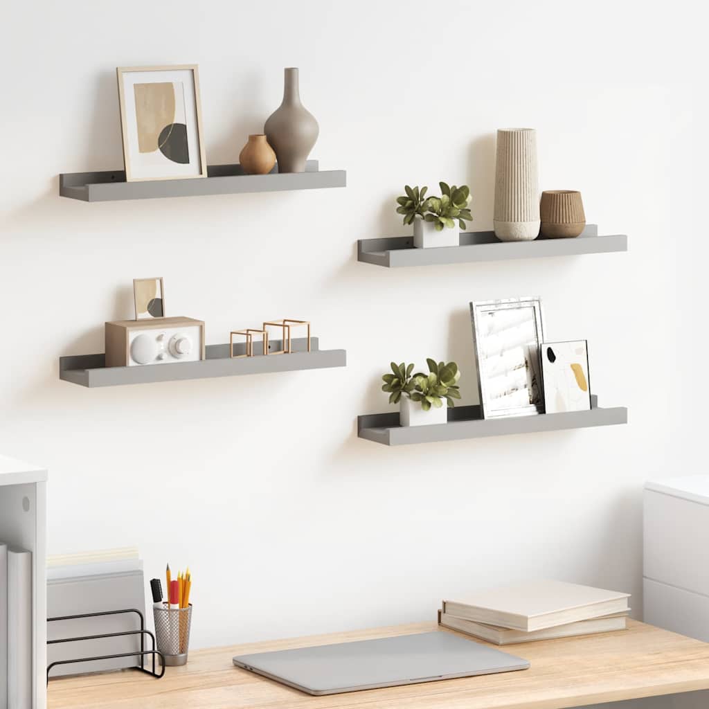 Vidaxl wandschappen 4 st 40x9x3 cm grijs
