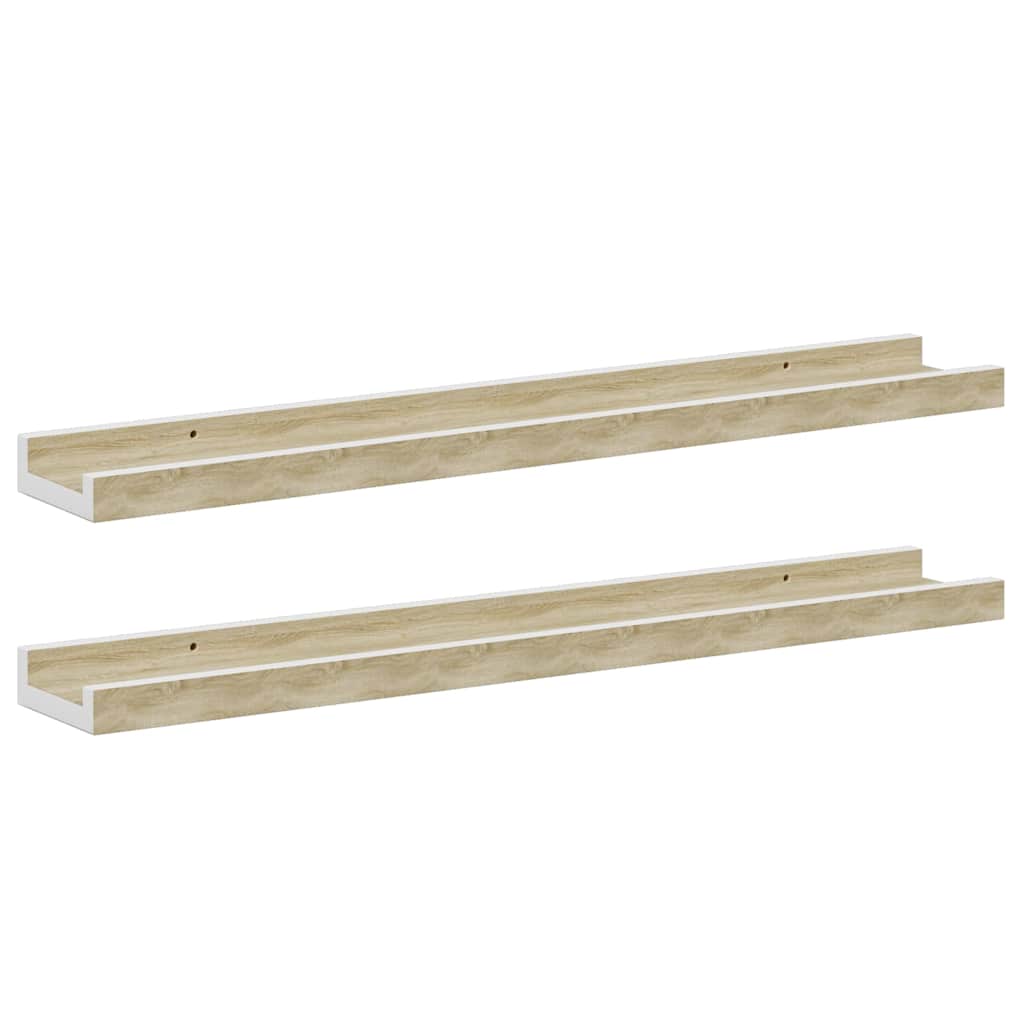Vidaxl wandschappen 2 st 60x9x3 cm wit en sonoma eikenkleurig