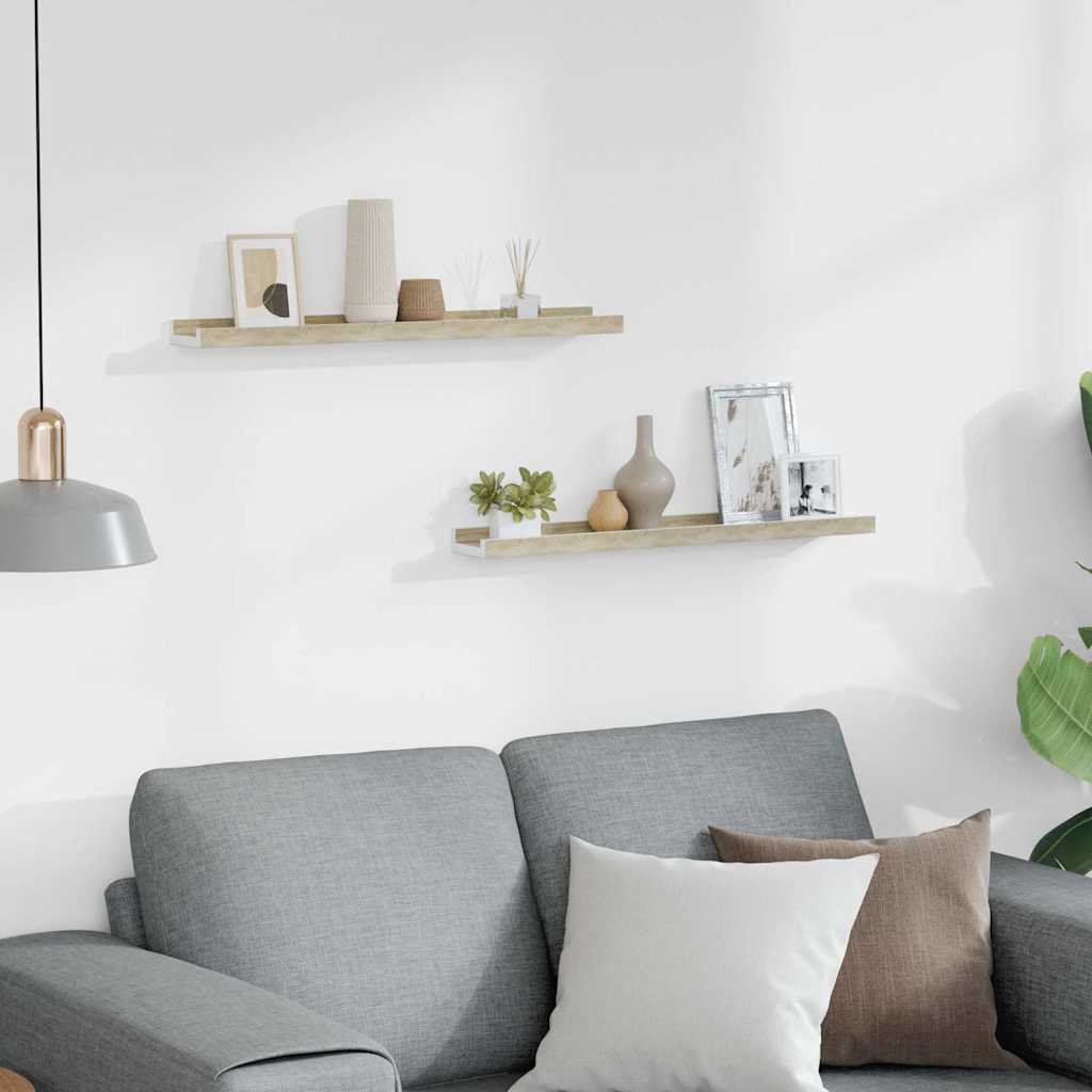 Vidaxl wandschappen 2 st 60x9x3 cm wit en sonoma eikenkleurig