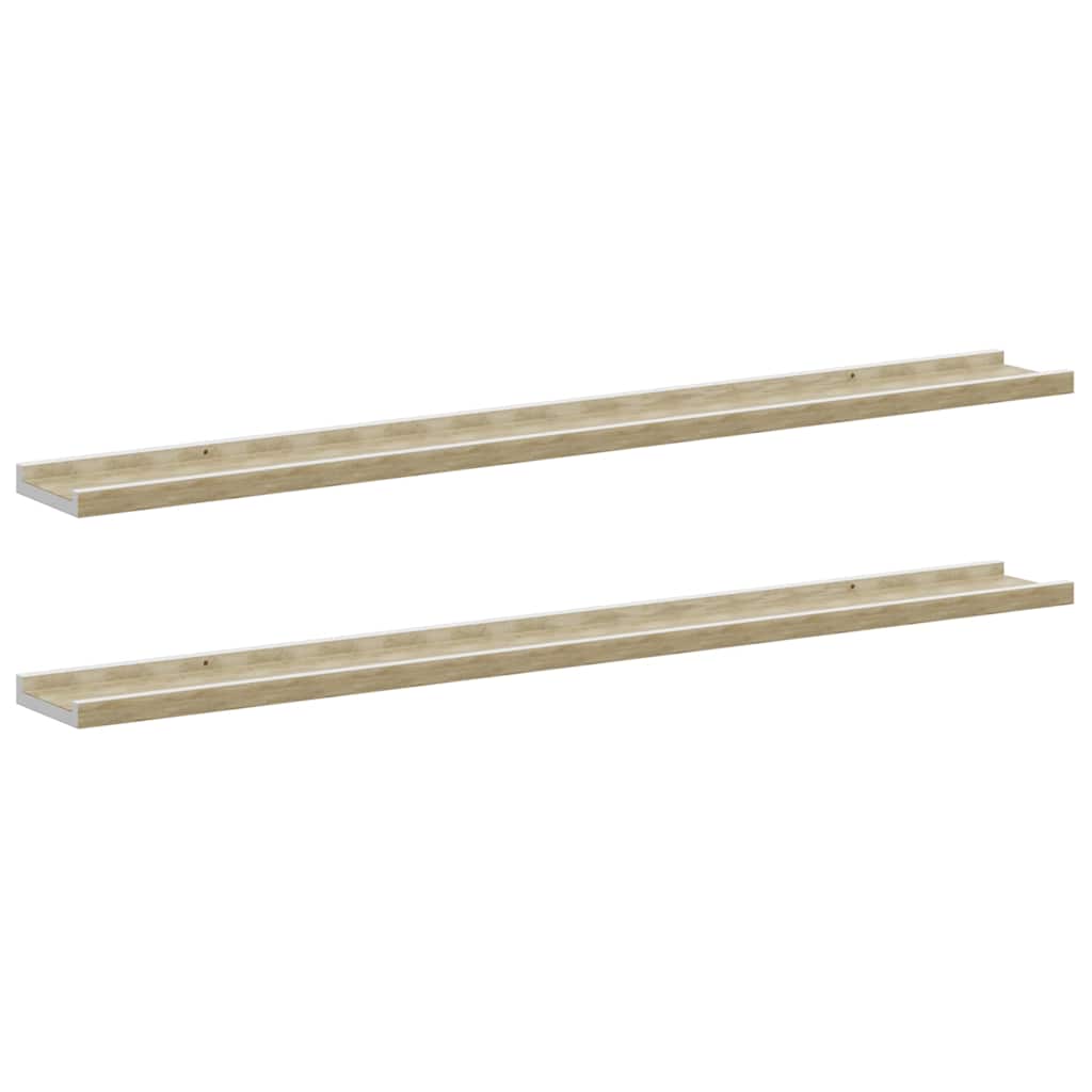 Vidaxl wandschappen 2 st 100x9x3 cm wit en sonoma eikenkleurig