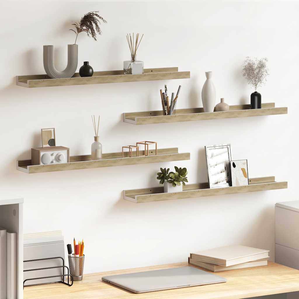 Vidaxl wandschappen 4 st 60x9x3 cm wit en sonoma eikenkleurig