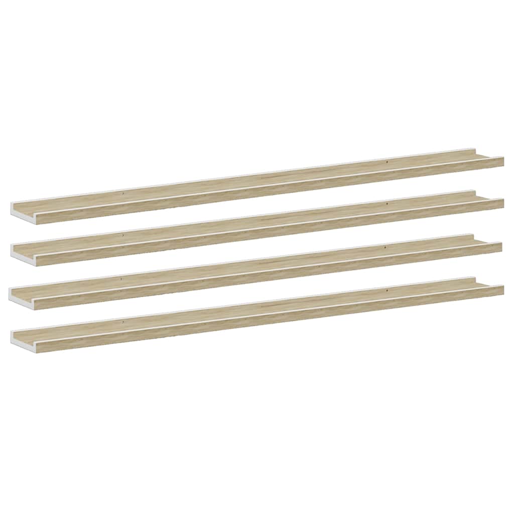 Vidaxl wandschappen 4 st 115x9x3 cm wit en sonoma eikenkleurig