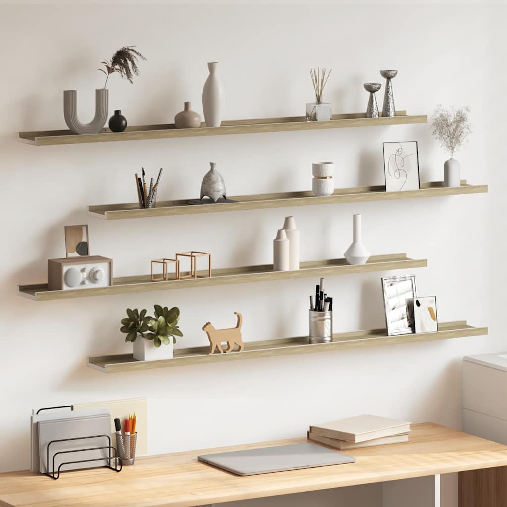 Vidaxl wandschappen 4 st 115x9x3 cm wit en sonoma eikenkleurig