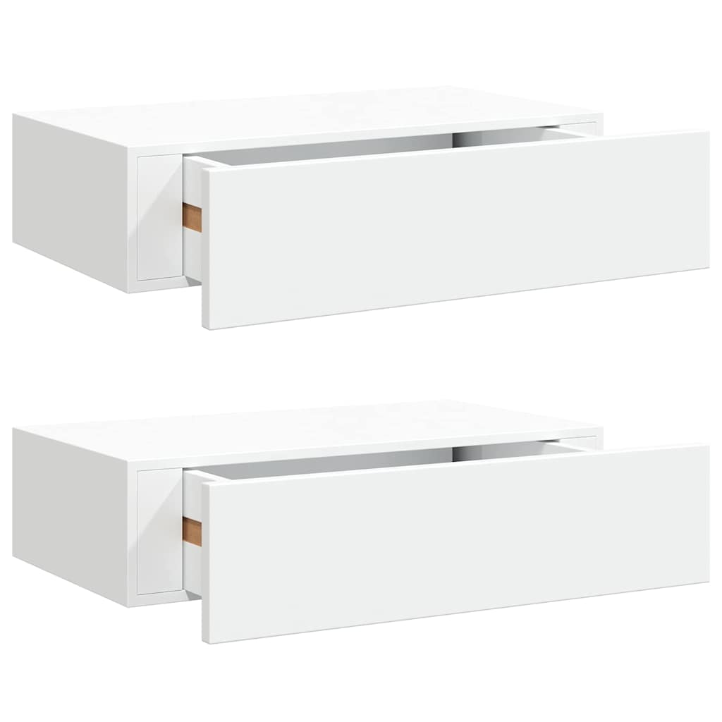 Vidaxl wandschappen 2 st met lade 40x23,5x10 cm mdf wit