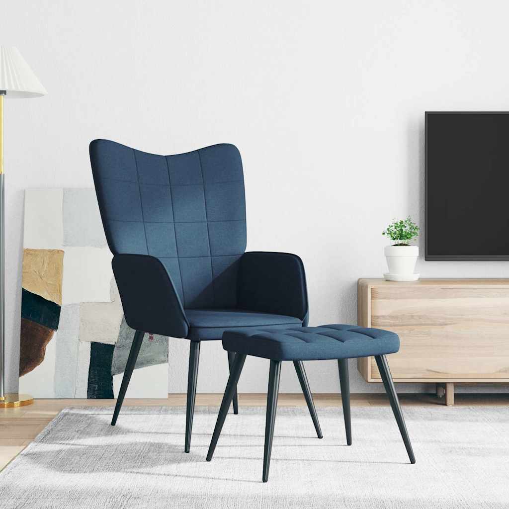 Vidaxl relaxstoel met voetenbank stof blauw