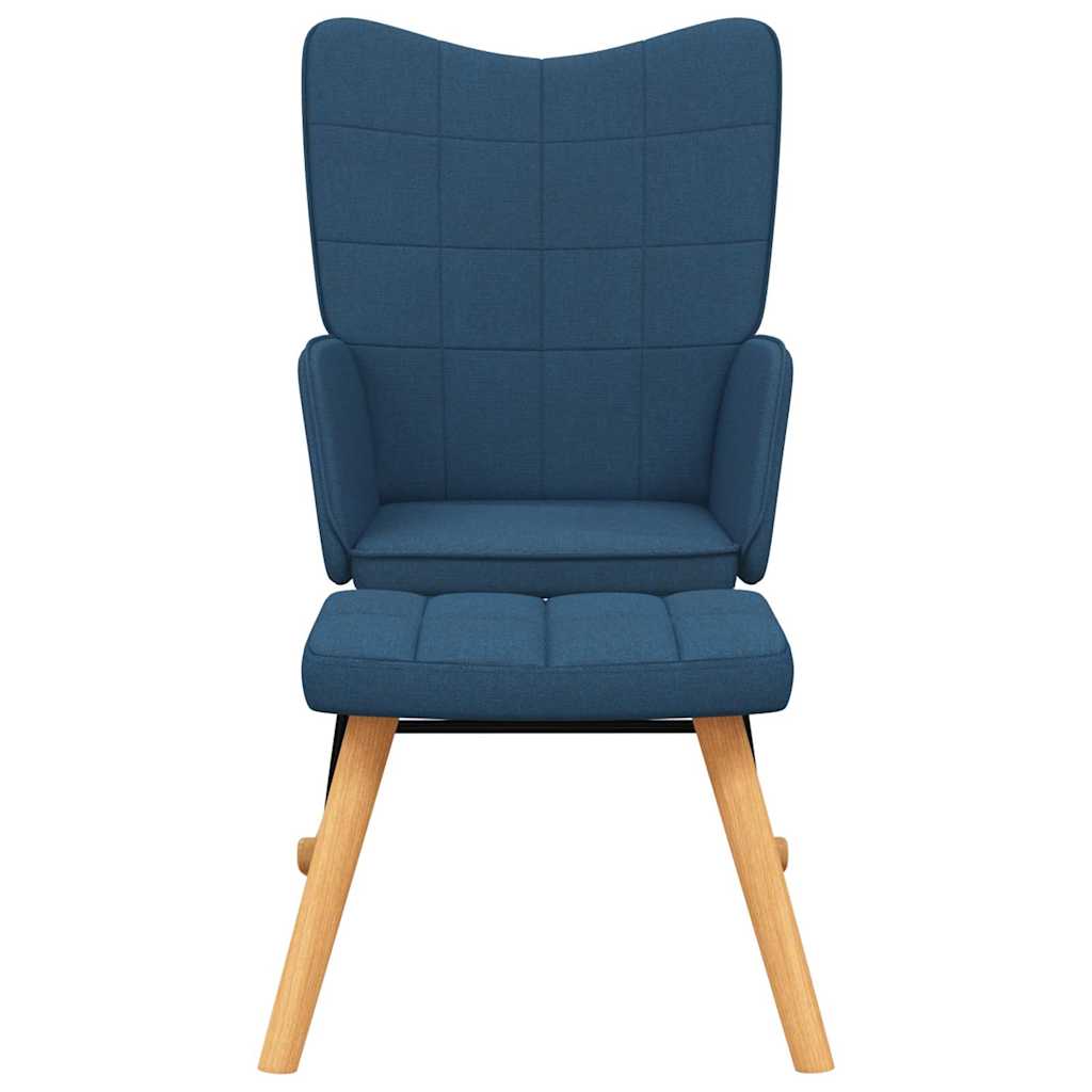 Vidaxl schommelstoel met voetenbank stof blauw