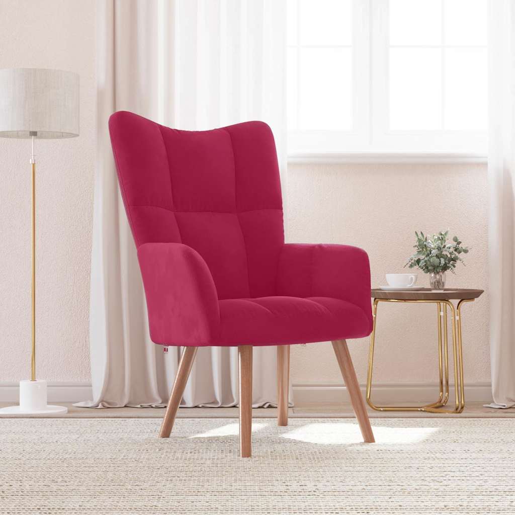 Vidaxl relaxstoel fluweel wijnrood
