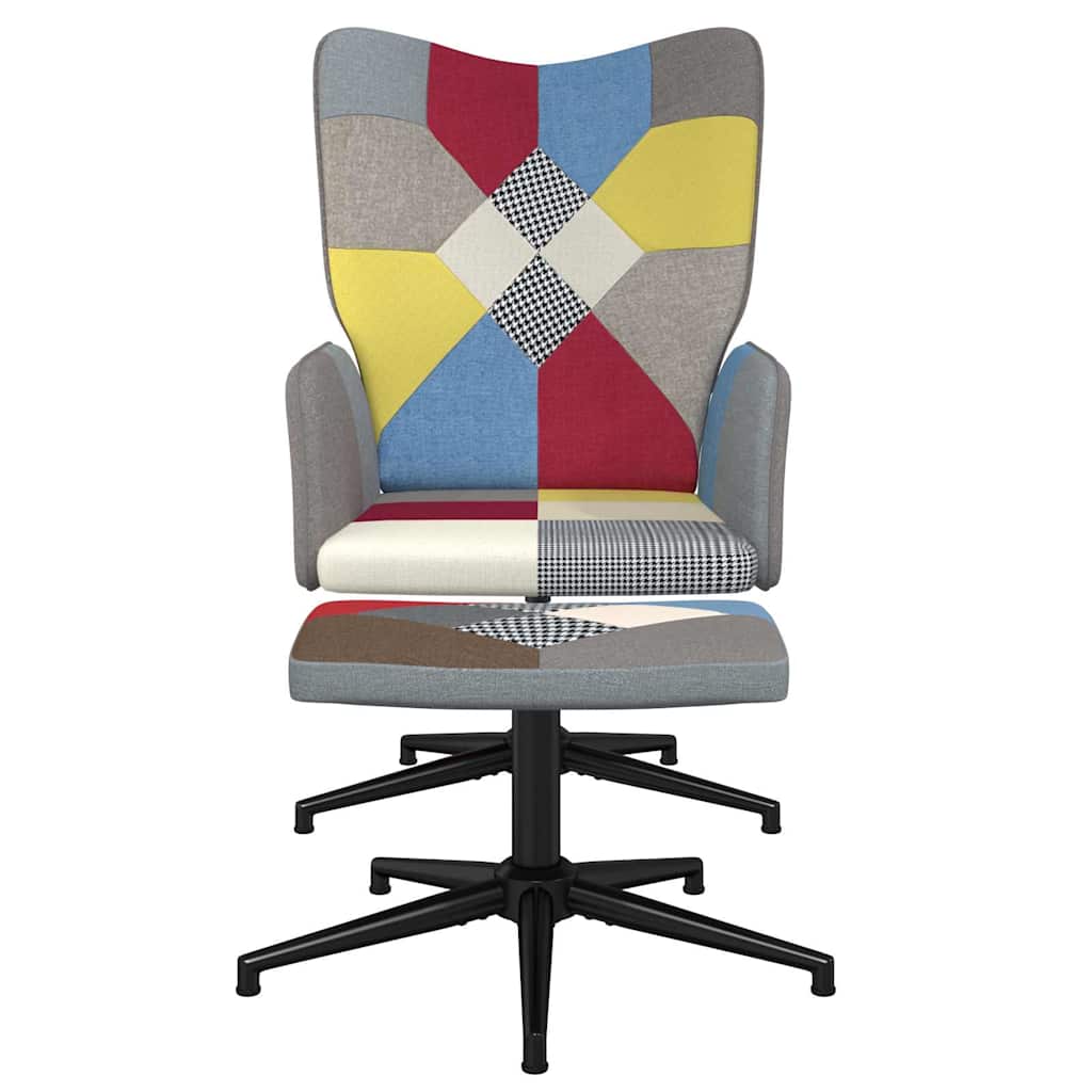 Vidaxl relaxstoel met voetenbank patchwork stof