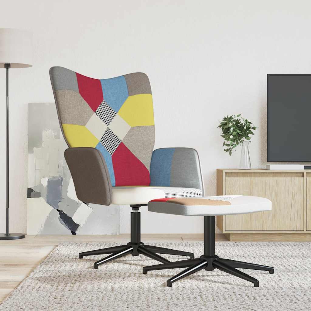 Vidaxl relaxstoel met voetenbank patchwork stof