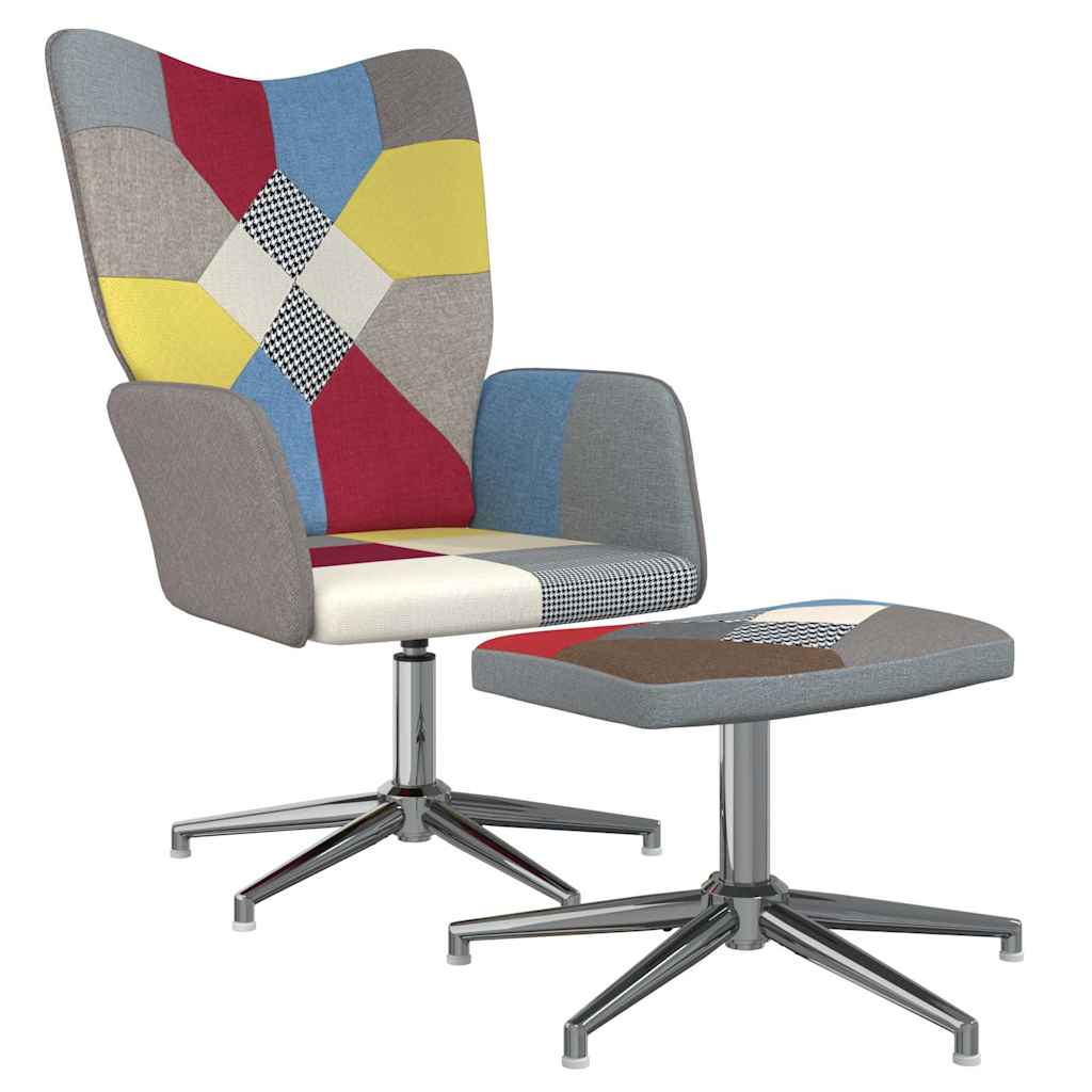 Vidaxl relaxstoel met voetenbank patchwork stof