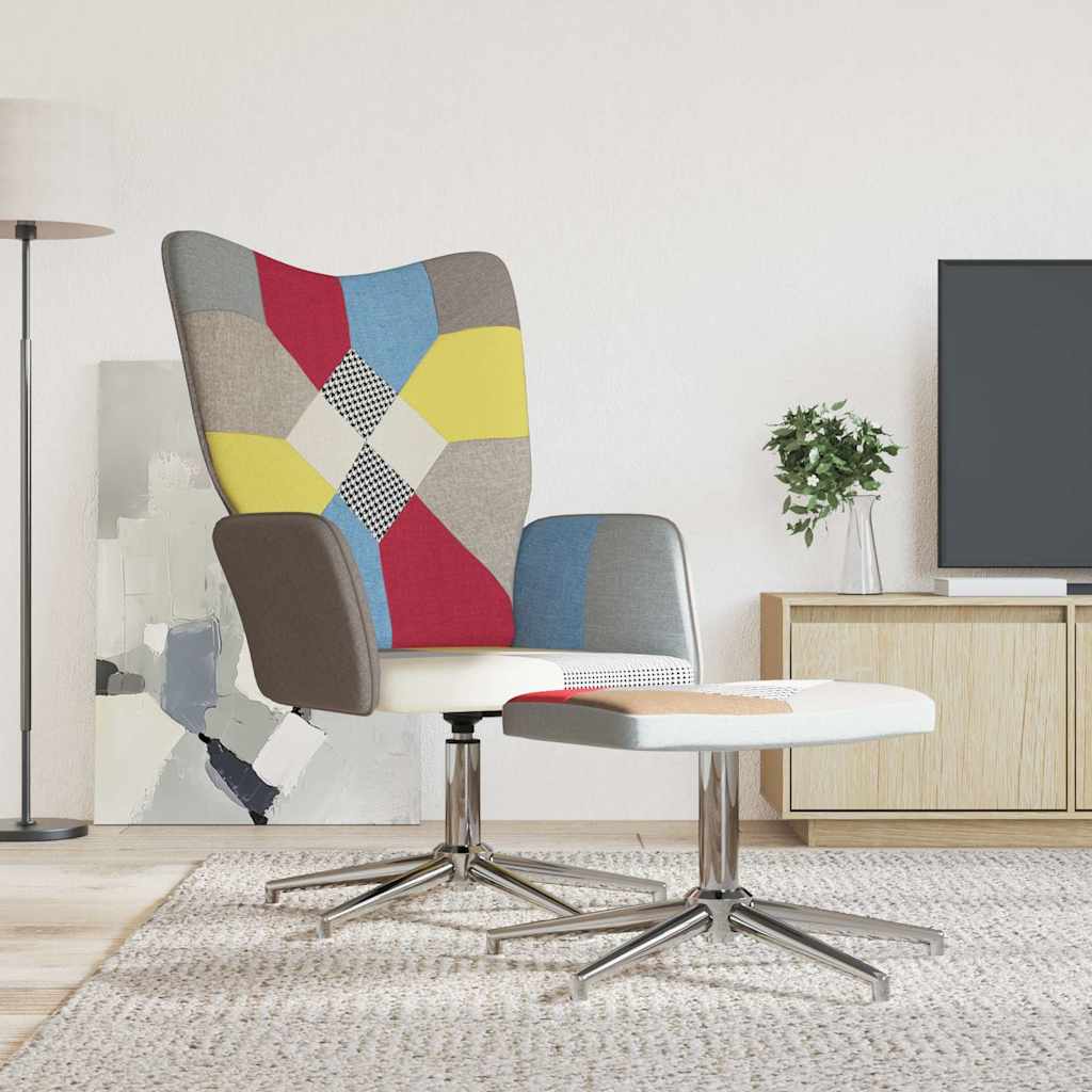 Vidaxl relaxstoel met voetenbank patchwork stof