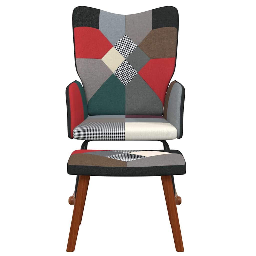 Vidaxl schommelstoel met voetenbank patchwork stof