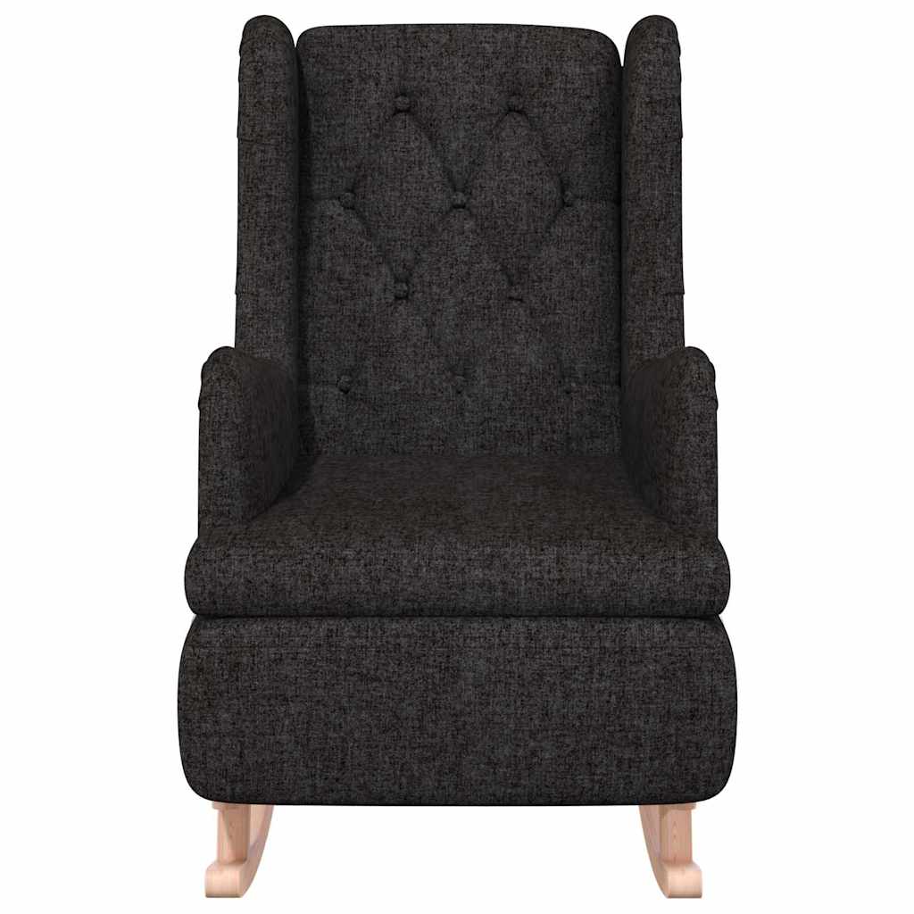 Vidaxl fauteuil met massief rubberwood schommelpoten stof zwart