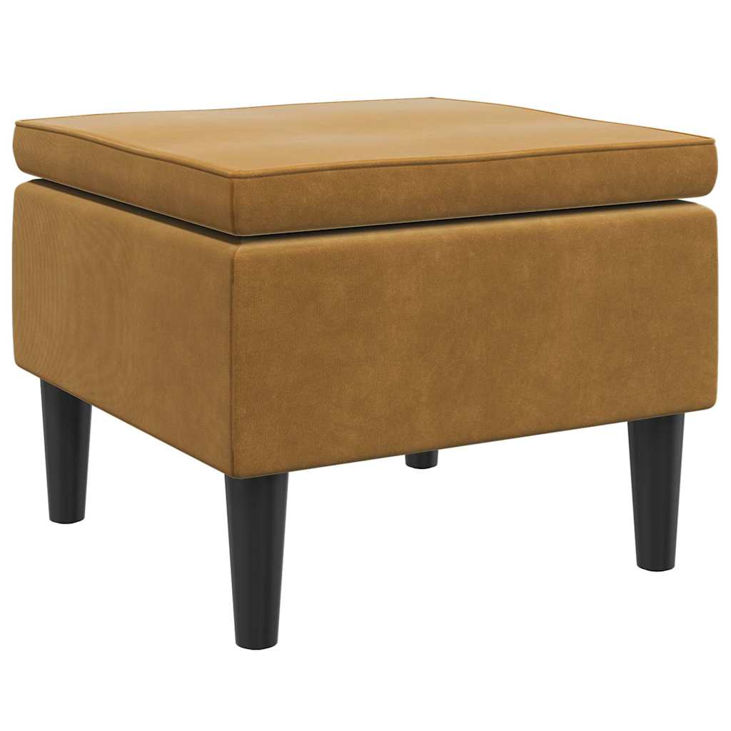 Vidaxl kruk met houten poten fluweel bruin