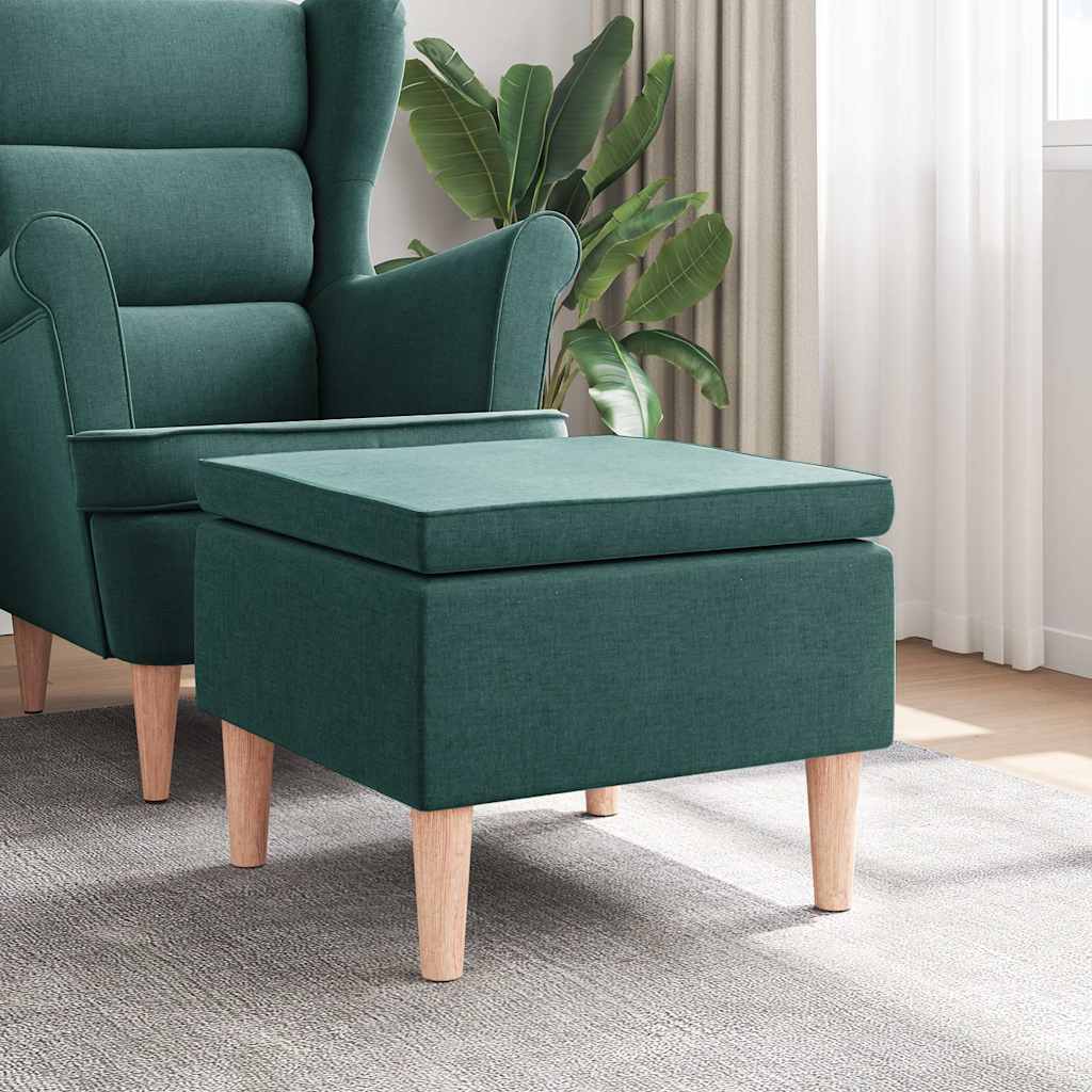Vidaxl kruk met houten poten stof donkergroen