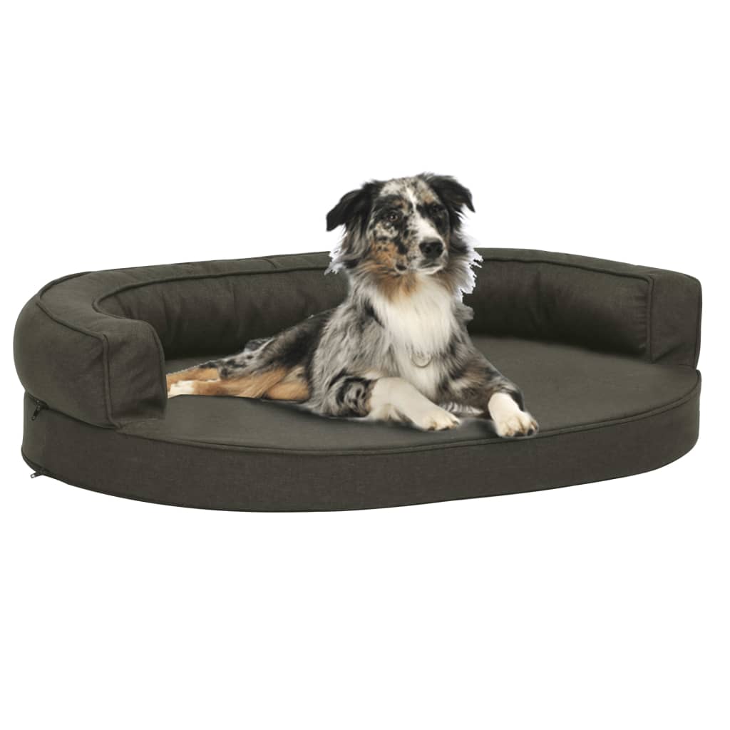 Vidaxl Dog Bed Ergonomic Linen-Look 75x53 cm mørkegrå
