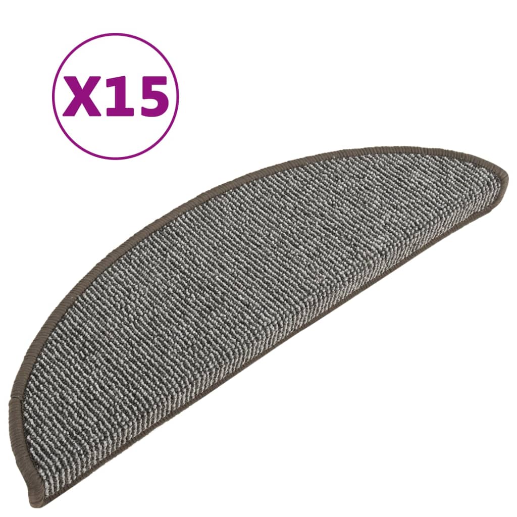 Vidaxl Stair Mats 15 St 56x17x3 cm grå semi -runde