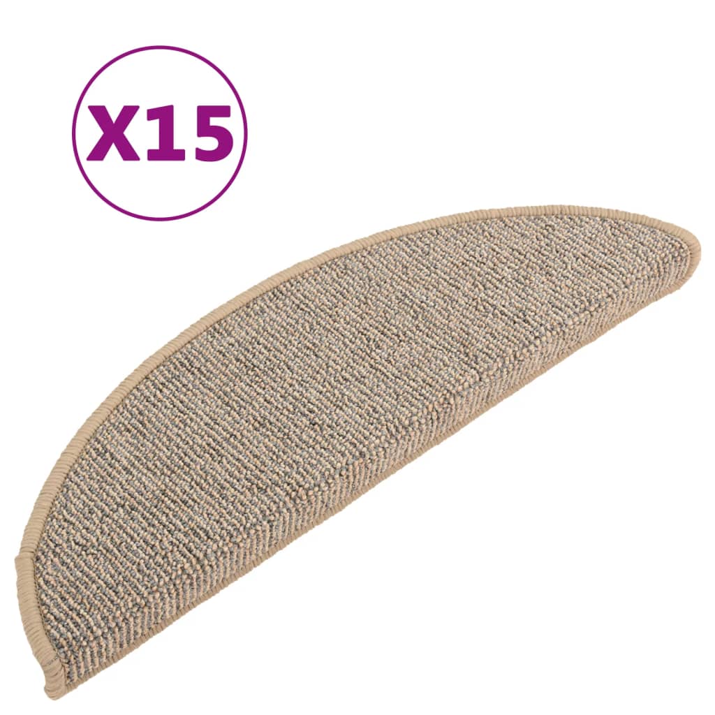 Vidaxl Stair Mats 15 St. 56x17x3 cm brun halvrund
