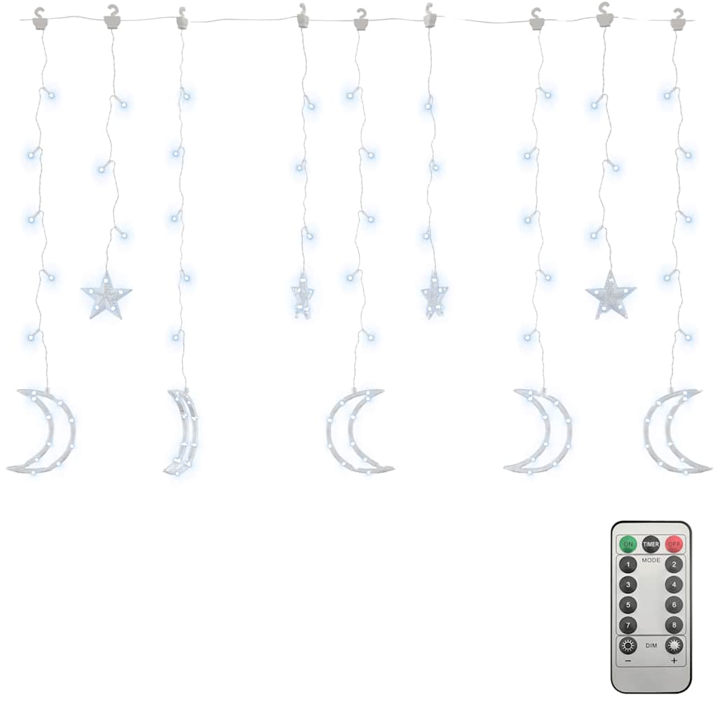 Vidaxl Light Garland Star and Moon Remote Control 138 LEDS Koldhvide