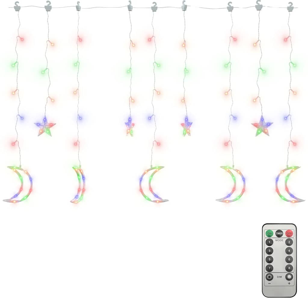 Vidaxl Light Garland Star and Moon 138 LED'er Multi -farvet