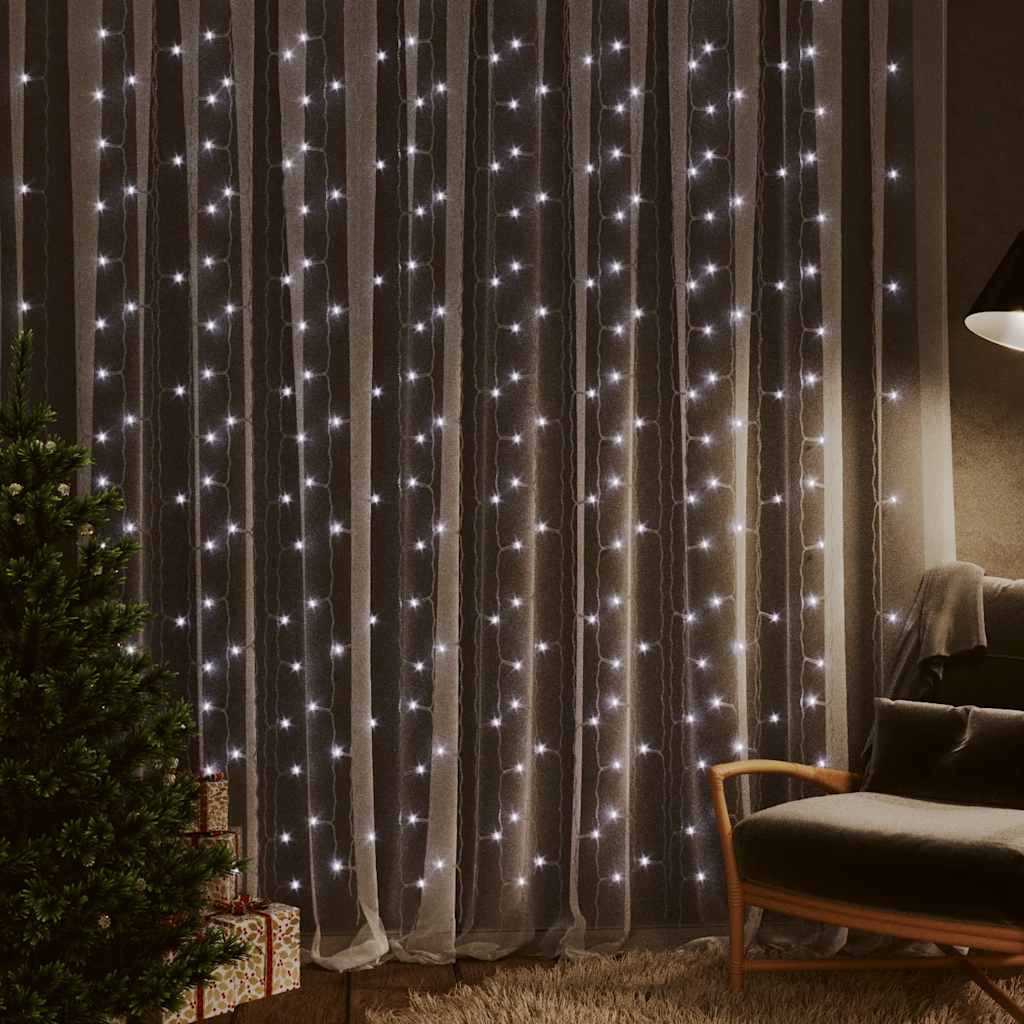 Vidaxl Light Cord Curtain med 300 lysdioder og 8 funktioner 3x3 m kold hvidt