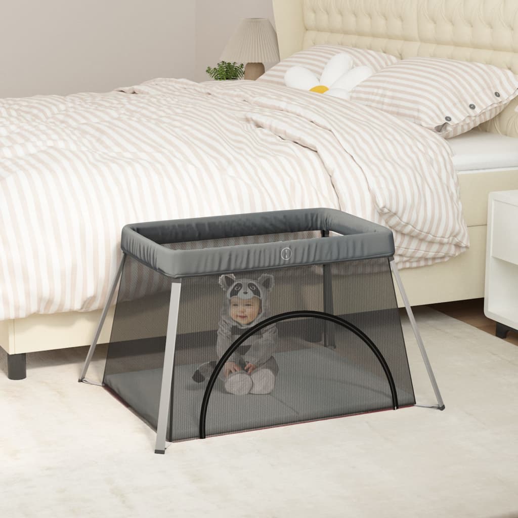 Vidaxl Baby Box med madras linned mørkegrå