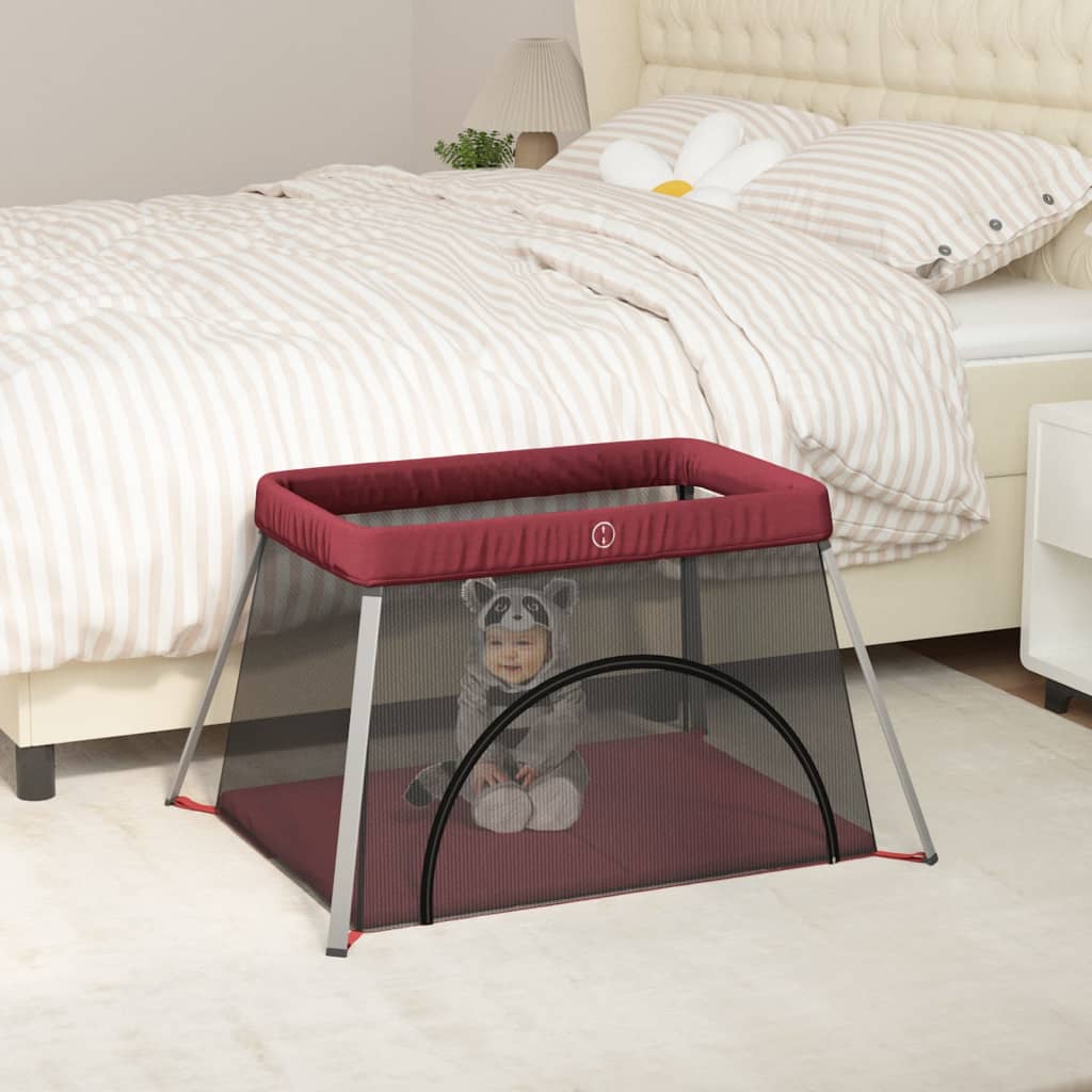 Vidaxl Babybox med madras linned rød