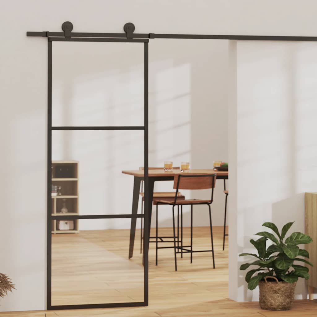 Vidaxx skydedør 3 paneler 76x205 cm ESG glas og alu sort