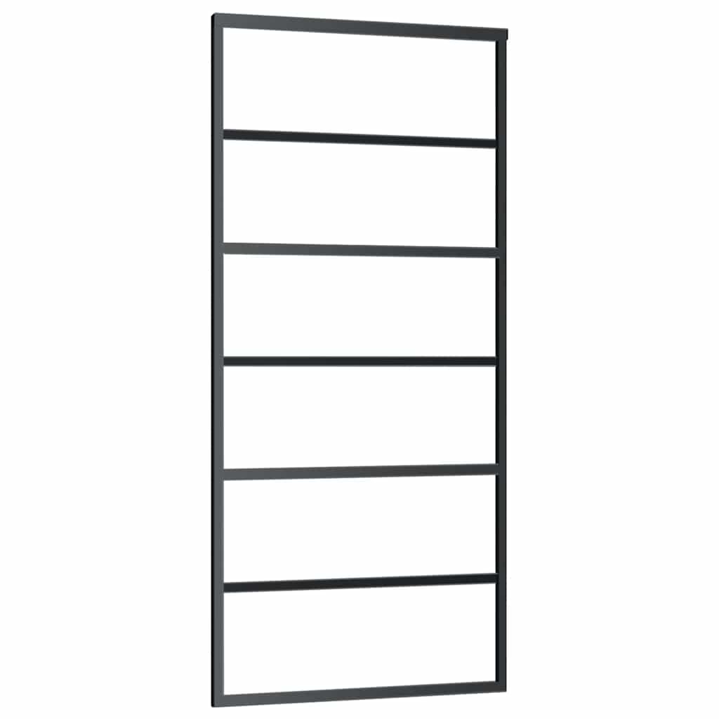 Vidaxl skydedør 90x205 cm ESG glas og aluminium sort