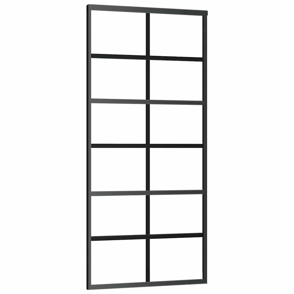 Vidaxl skydedør 90x205 cm ESG glas og aluminium sort