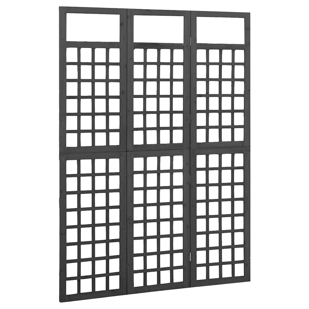 Vidaxl kamerscherm trellis met 3 panelen 121x180 cm vurenhout zwart