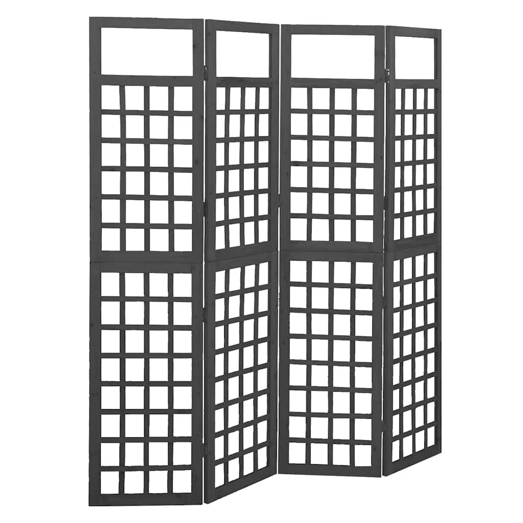 Vidaxl kamerscherm trellis met 4 panelen161x180 cm vurenhout zwart