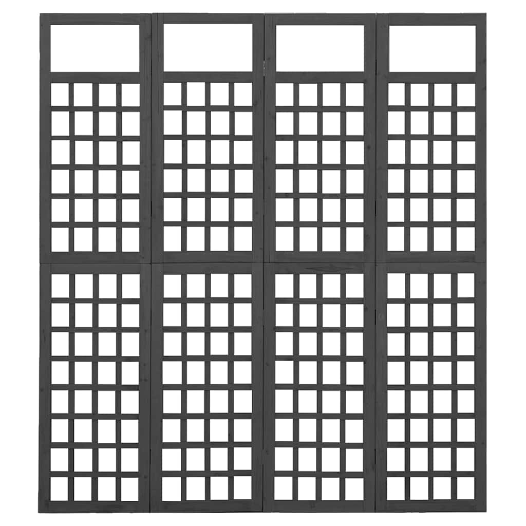 Vidaxl kamerscherm trellis met 4 panelen161x180 cm vurenhout zwart