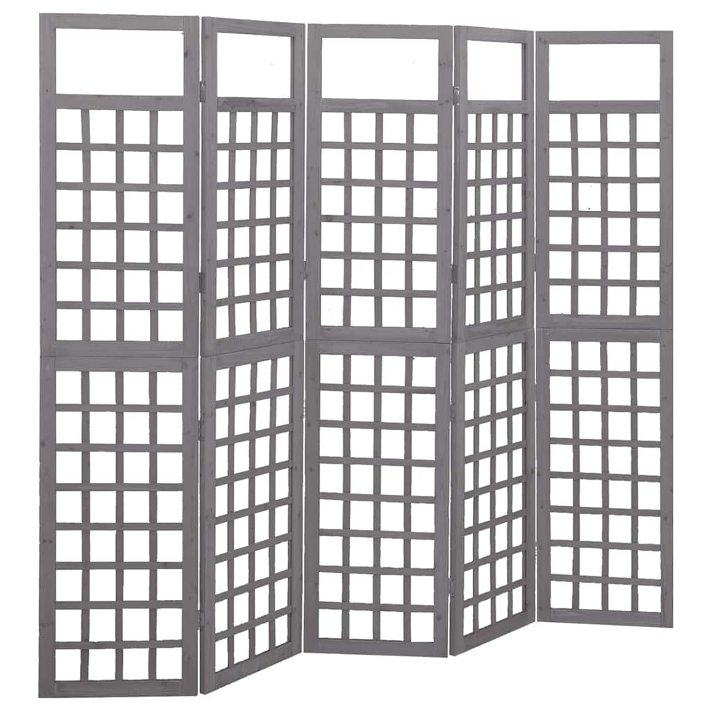 Vidaxl kamerscherm trellis met 5 panelen 201,5x180 cm vurenhout grijs