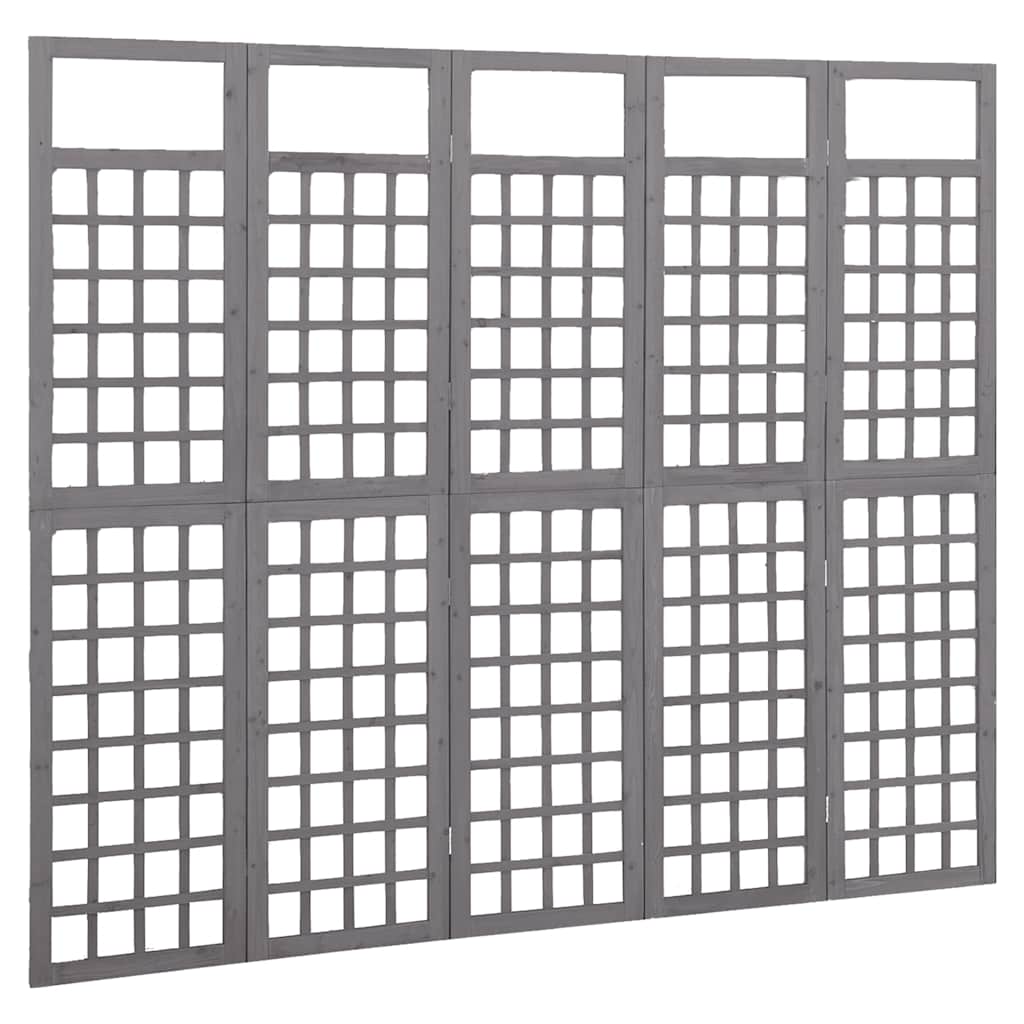 Vidaxl kamerscherm trellis met 5 panelen 201,5x180 cm vurenhout grijs