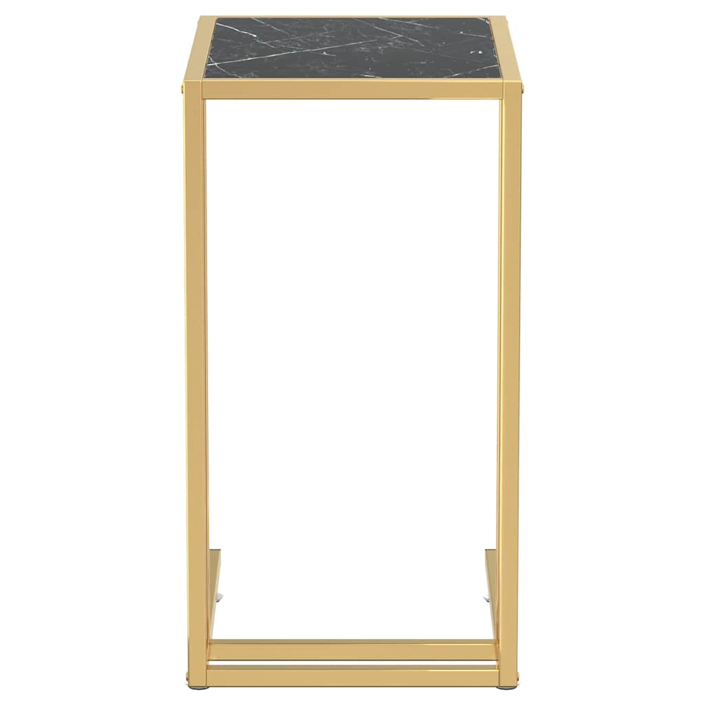 Vidaxl computer bijzettafel 50x35x65 cm gehard glas zwartmarmerkleurig