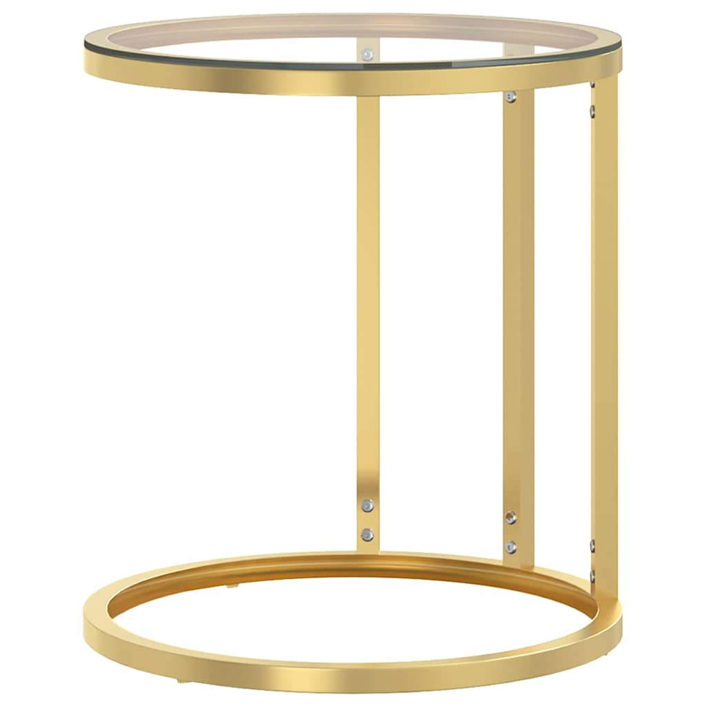 Vidaxl bijzettafel 45 cm gehard glas goudkleurig en transparant