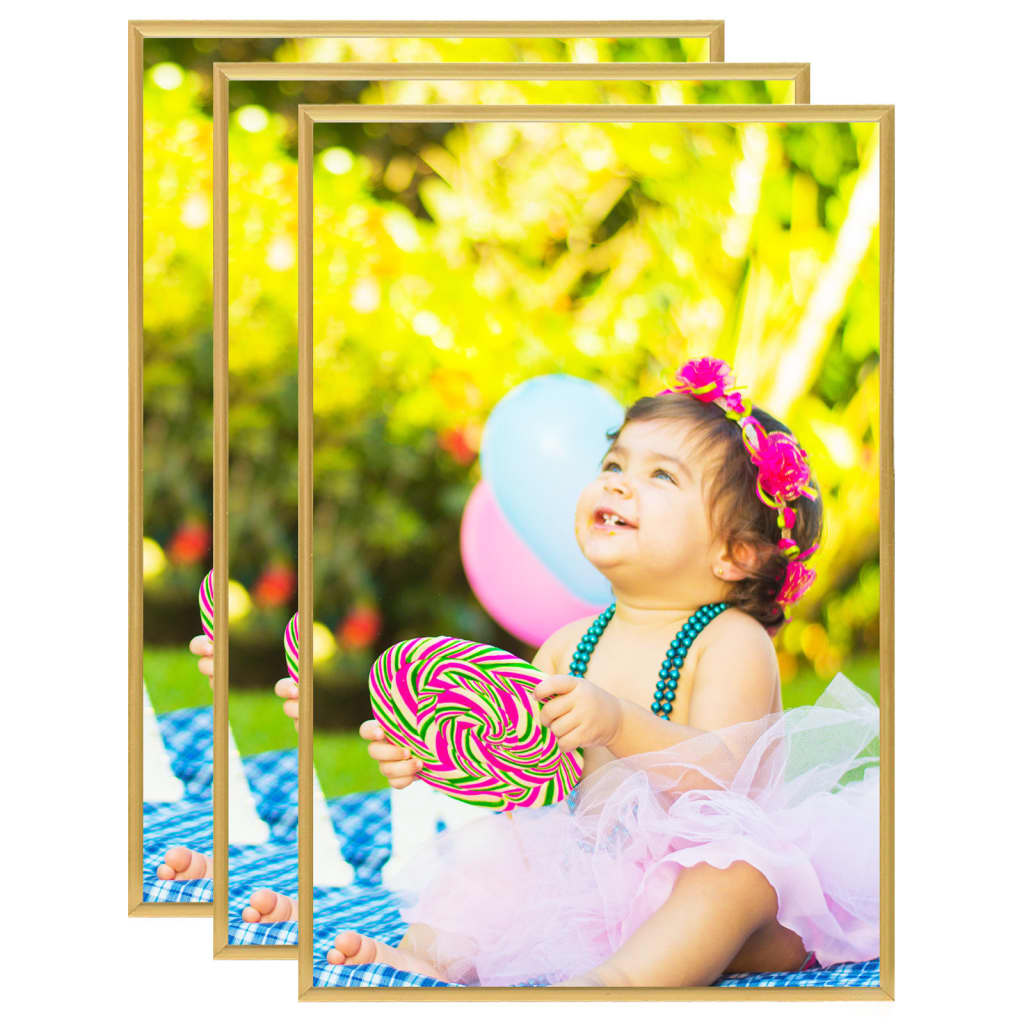 Vidaxl fotorammer 3 stk til tabel 21x29,7 cm mdf guldfarvet