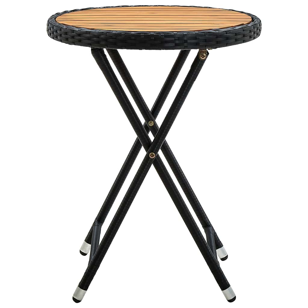 Vidaxl salontafel 60 cm poly rattan en massief acaciahout zwart