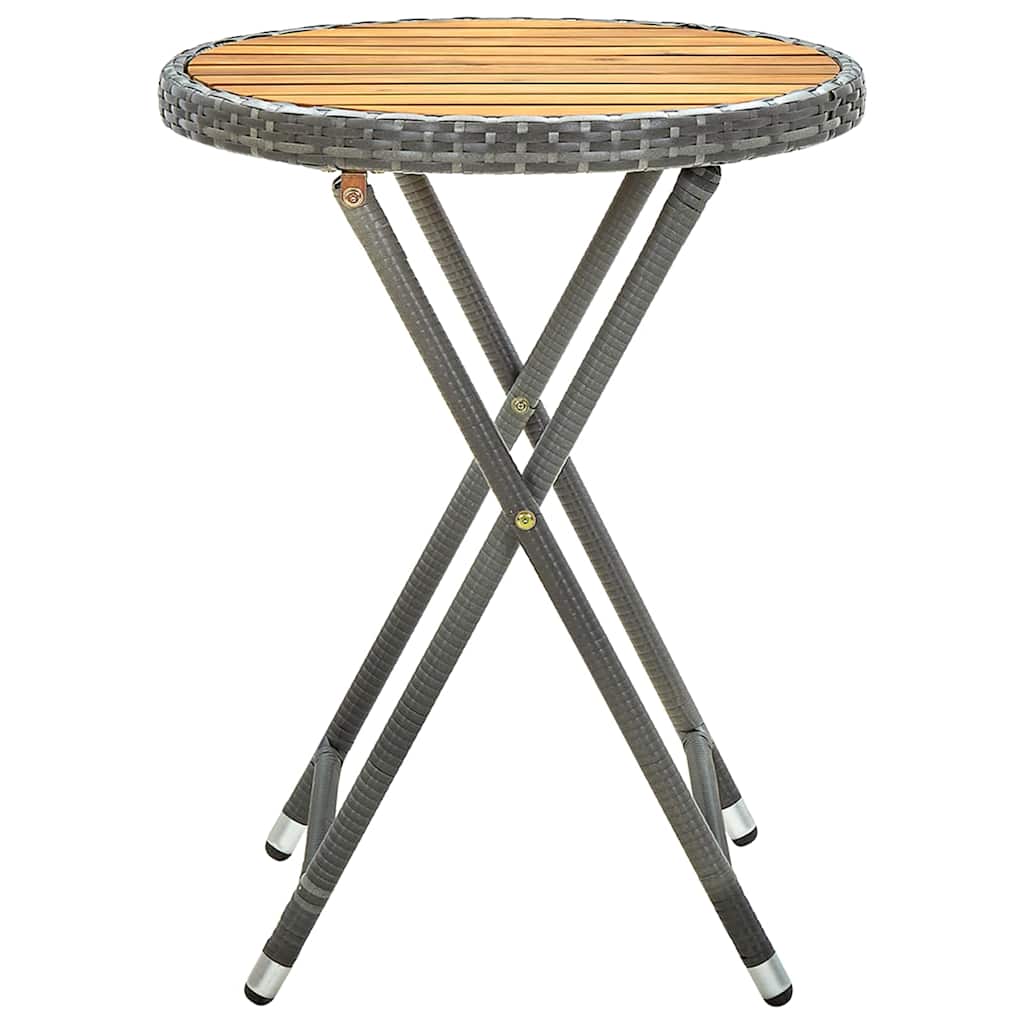 Vidaxl tafeltje 60 cm poly rattan en massief acaciahout grijs