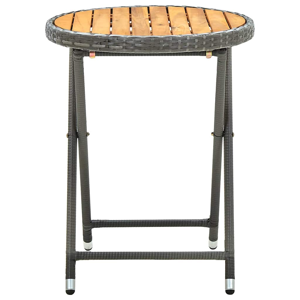 Vidaxl tafeltje 60 cm poly rattan en massief acaciahout grijs