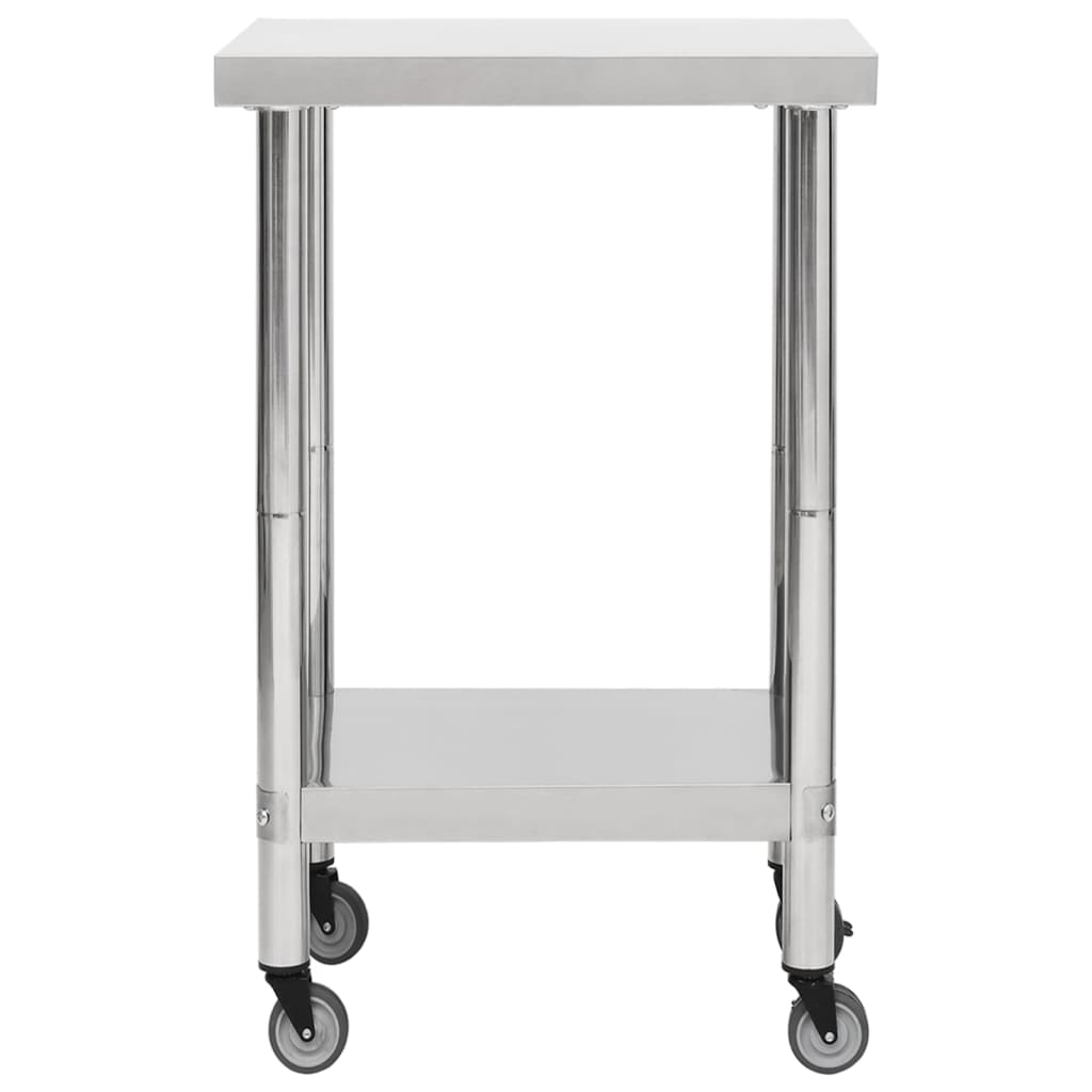 Vidaxl Kitchenwork -bord med hjul 60x60x85 cm rustfrit stål