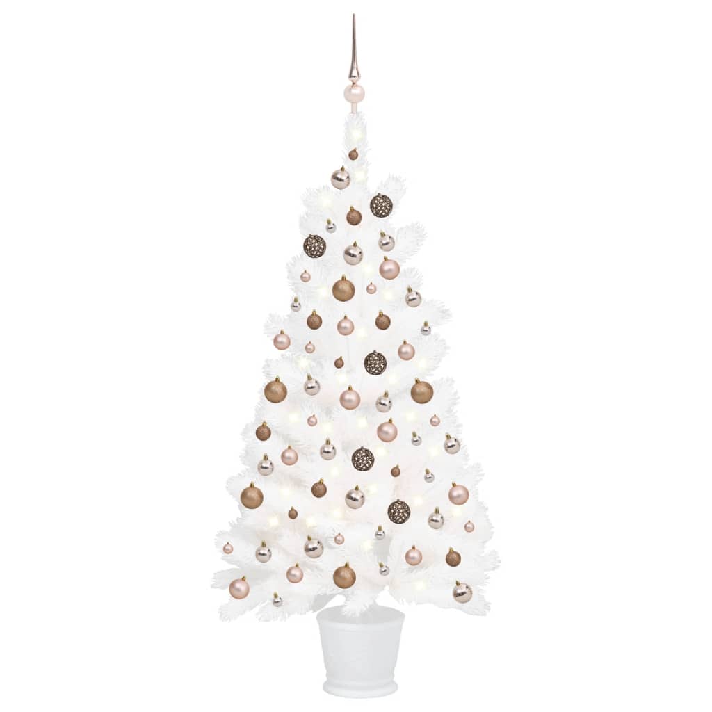Vidaxl Kunstkerstboom med belysning og julekugler 90 cm hvid