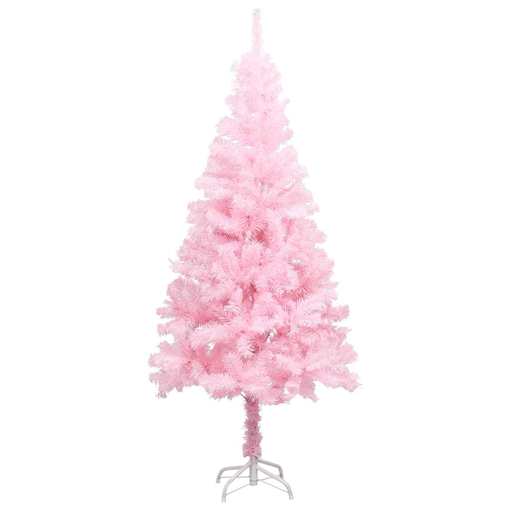 Vidaxx kunstigt juletræ med belysning og kugler 120 cm PVC pink